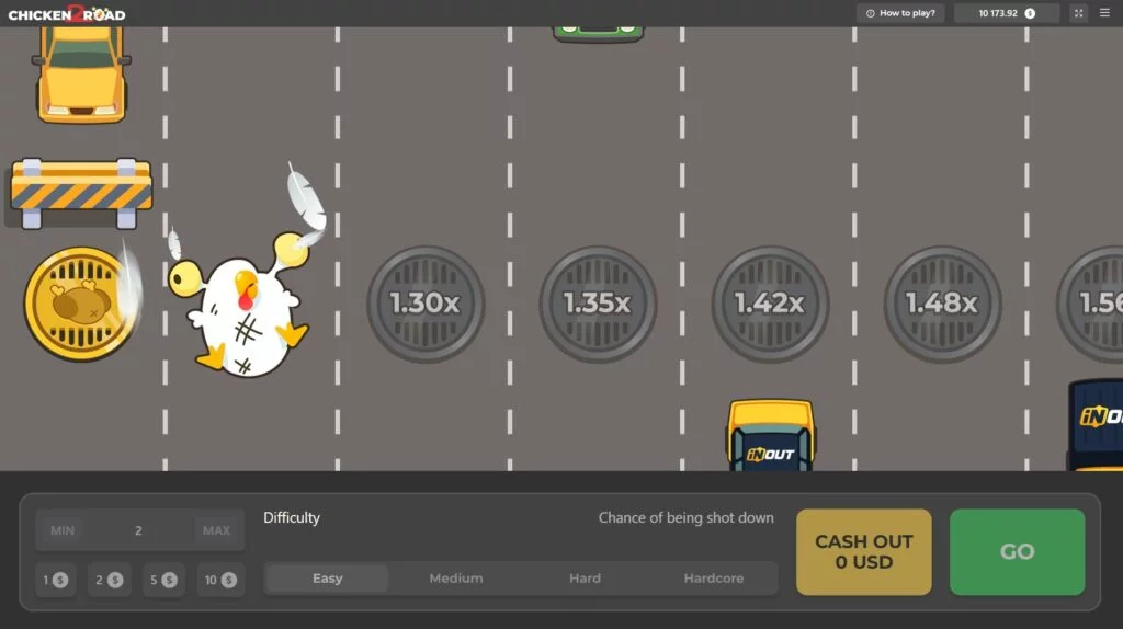 Chicken Road 2.0: la gallina investita da un'auto, round perso con incasso a zero